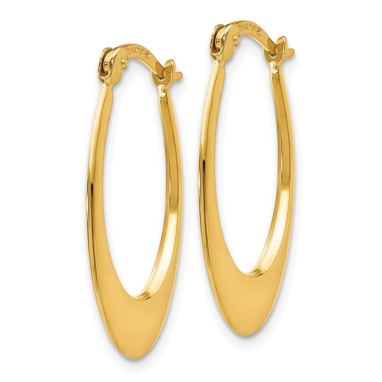 14K 1x26mm Polished Tapered Oval Hoop Earrings