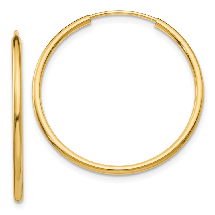 14k 1.5x26mm Polished Round Endless Tube Hoop Earrings