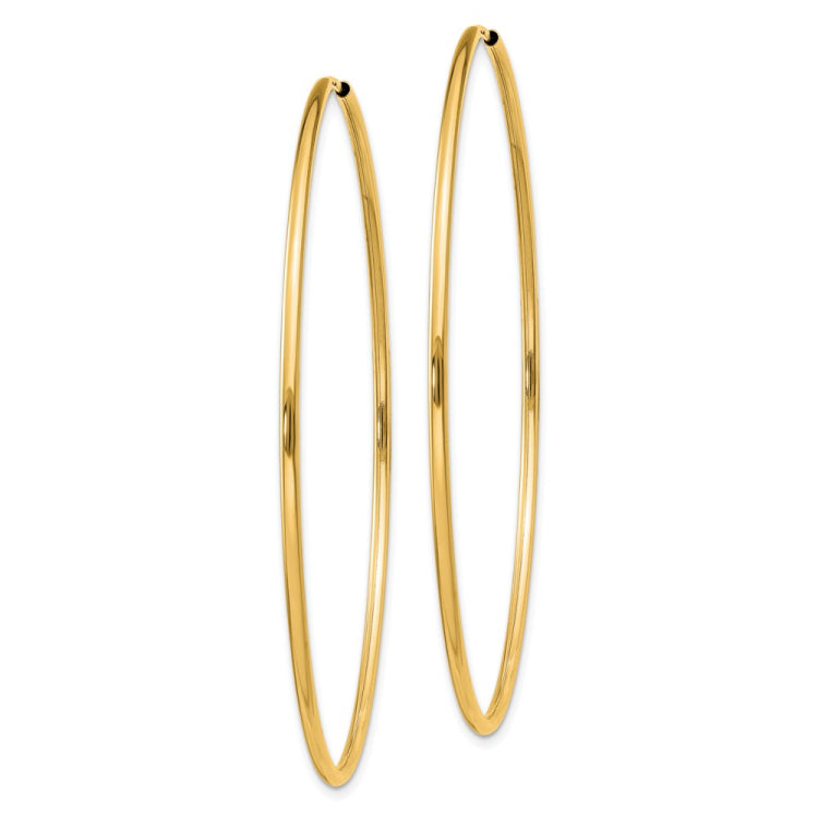 14k 1.5x55mm Polished Round Endless Tube Hoop Earrings