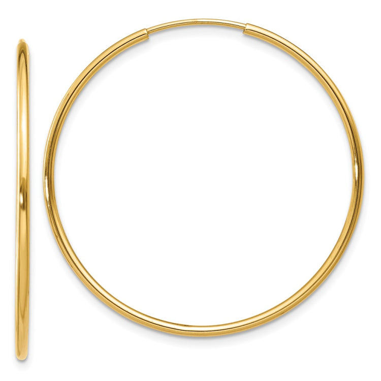 14k 1.2x34mm Polished Endless Tube Hoop Earrings