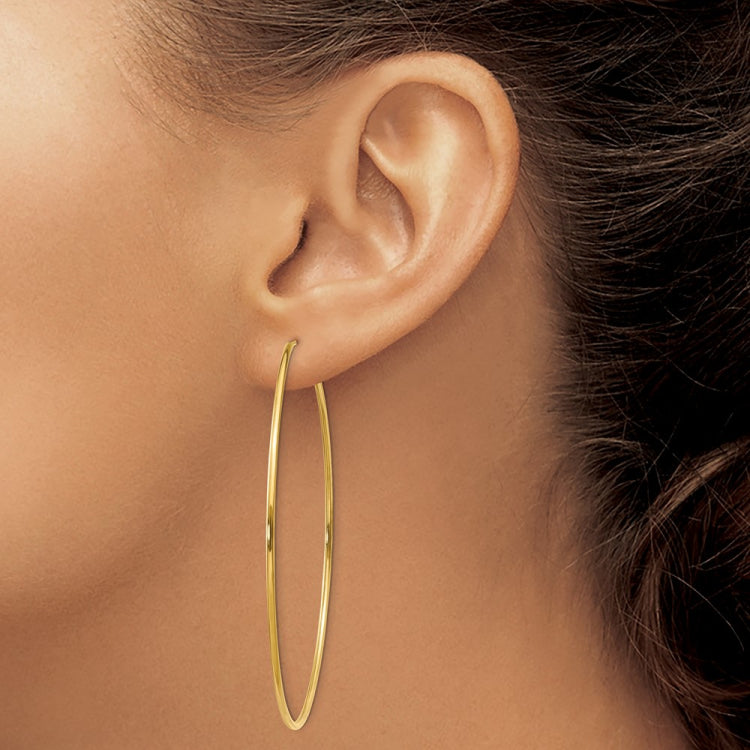 14k 1.2x60mm Polished Endless Tube Hoop Earrings