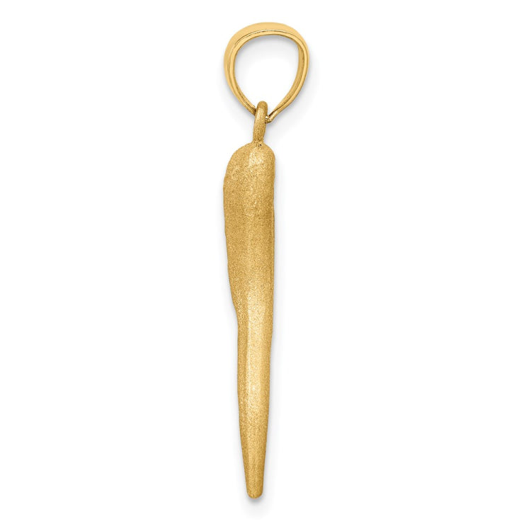 14k Solid Diamond-cut 3-D Italian Horn Charm