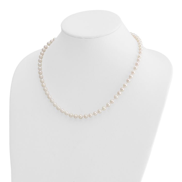 14k 5-6mm White Round Akoya Saltwater Cultured Pearl 18 inch Necklace