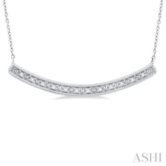 1/20 Ctw Curved Bar Round Cut Diamond Pendant With Chain in Sterling Silver