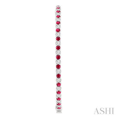 2.1 MM Ruby and Alternating 2 1/2 Ctw Round Cut Inside-Out Diamond Precious Hoop Earrings in 14K White Gold