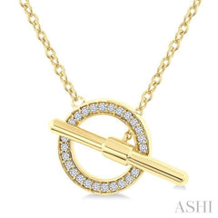 1/10 Ctw Circle Toggle Round Cut Diamond Petite Fashion Necklace in 10K Yellow Gold