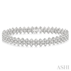 10 Ctw Chevron Link Round Cut Diamond Tennis Bracelet in 14K White Gold