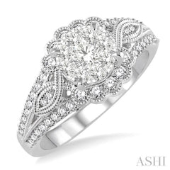 3/4 Ctw Diamond Lovebright Engagement Ring in 14K White Gold