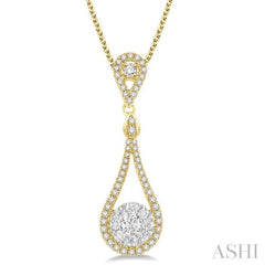 3/4 Ctw Diamond Lovebright Pendant in 14K Yellow and White Gold with Chain