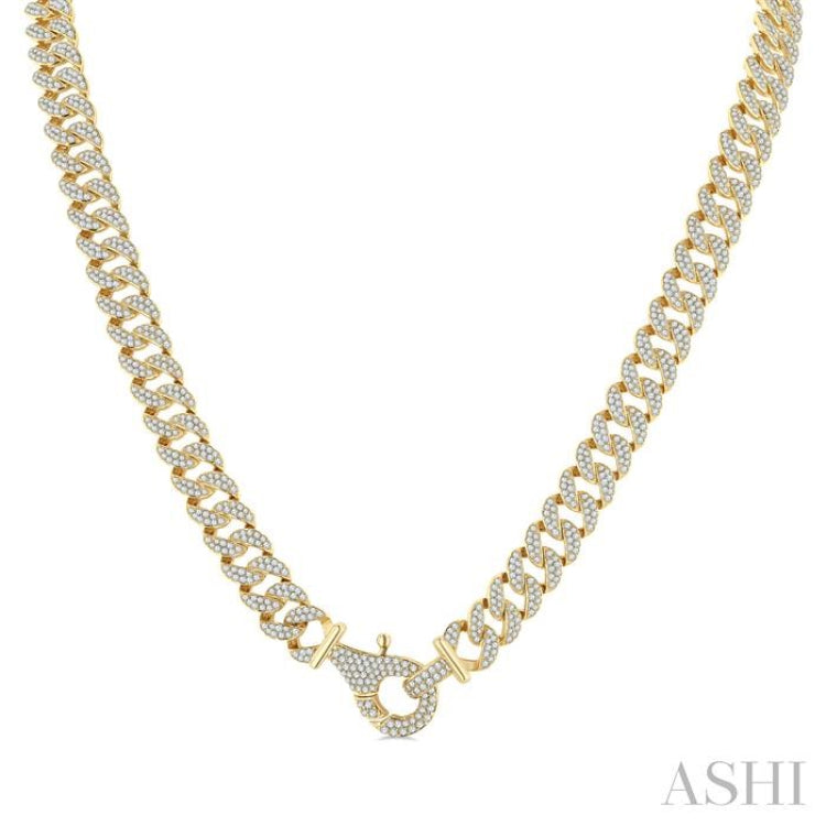 8 Ctw Round Cut Diamond Cuban Link Necklace in 14K Yellow Gold