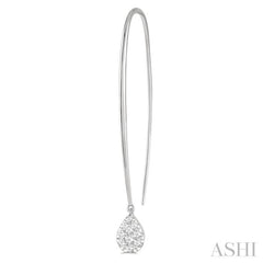 1/3 Ctw Pear Shape Dangler Lovebright Round Cut Diamond Earring in 14K White Gold