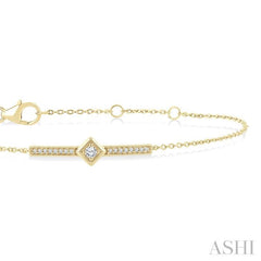 1/10 Ctw Round Cut Diamond Horizontal Bar Fashion Chain Bracelet in 10K Yellow Gold