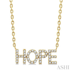 1/6 Ctw 'HOPE' Block Round Cut Diamond Necklace in 10K Yellow Gold