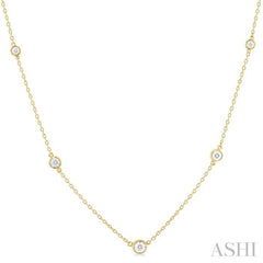 1/2 Ctw Bezel Set Round Cut Diamond Station Necklace in 14K Yellow Gold