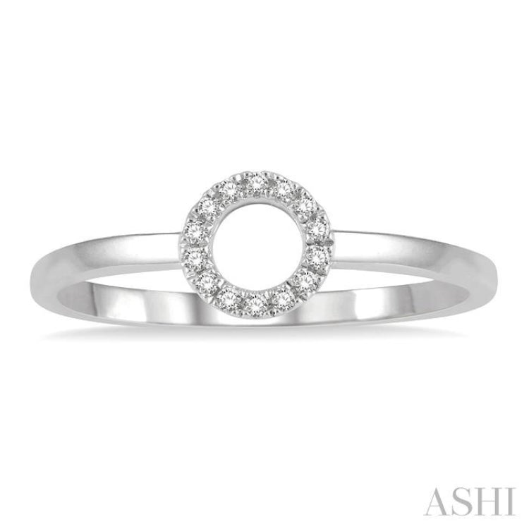 1/20 Ctw Cutout Circle Round Cut Diamond Stack Ring in 10K White Gold