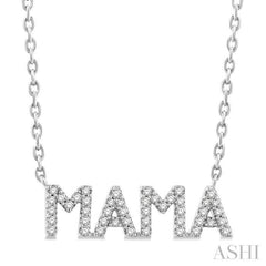 1/5 Ctw 'MAMA' Block Round Cut Diamond Necklace in 10K White Gold