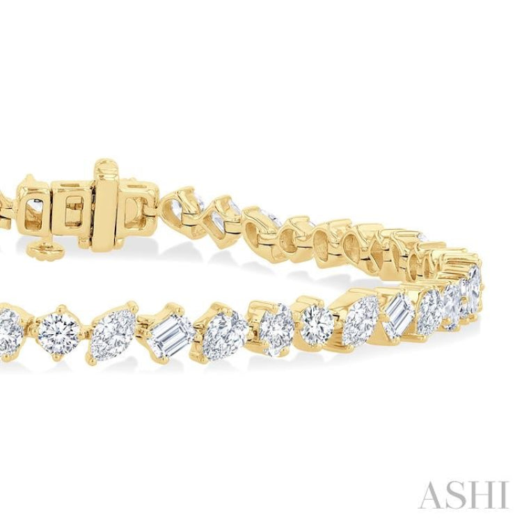 5 3/4 Ctw Mixed Shape Cut Diamond Fashion Bracelet in 14K Yellow Gold