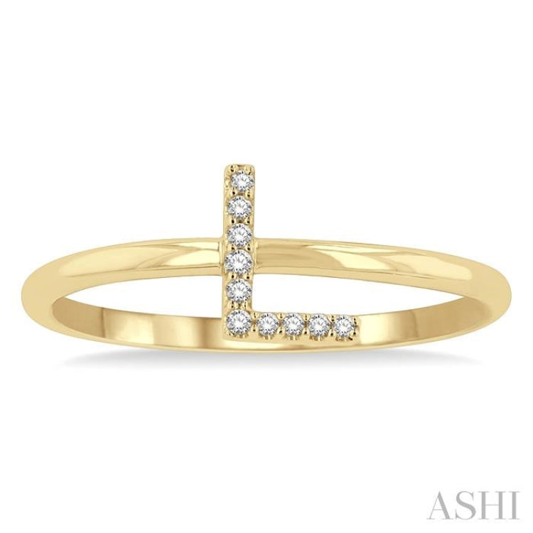 1/20 Ctw Initial 'L' Round Cut Diamond Fashion Ring in 10K Yellow Gold