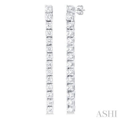 1/2 Ctw Single Line Drop Round Cut Diamond Tennis Earrings in 14K White Gold