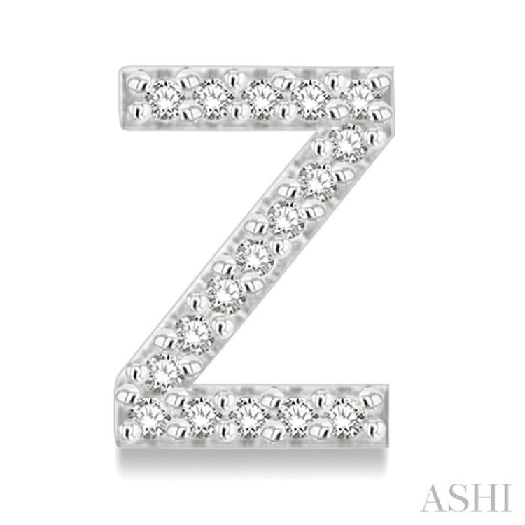 1/10 Ctw Initial 'Z' Single Cut Diamond Earrings in 10K White Gold