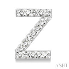 1/10 Ctw Initial 'Z' Single Cut Diamond Earrings in 10K White Gold