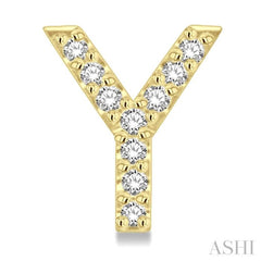 1/10 Ctw Initial 'Y' Single Cut Diamond Earrings in 10K Yellow Gold