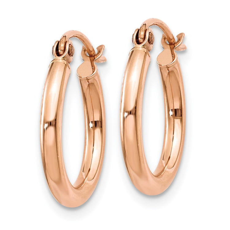 14k Rose Gold 2x15mm Polished Lightweight Tube Hoop Earrings