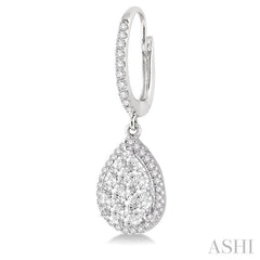 3/4 Ctw Pear Shape Diamond Lovebright Earrings in 14K White Gold