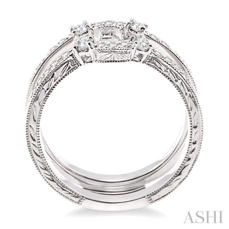3/8 Ctw Round Cut Diamond Insert Ring in 14K White Gold