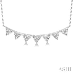 1/10 Ctw Triangle Round Cut Diamond Geometric Pendant With Link Chain in 10K White Gold