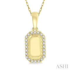 1/10 Ctw Round Cut Diamond Tag Pendant With Chain in 10K Yellow Gold
