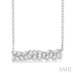 1/5 Ctw Scatter Baguette Cut Diamond Fashion Necklace in 14K White Gold