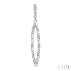 1/4 Ctw Open Marquise Round Cut Diamond Long Earrings in 14K White Gold