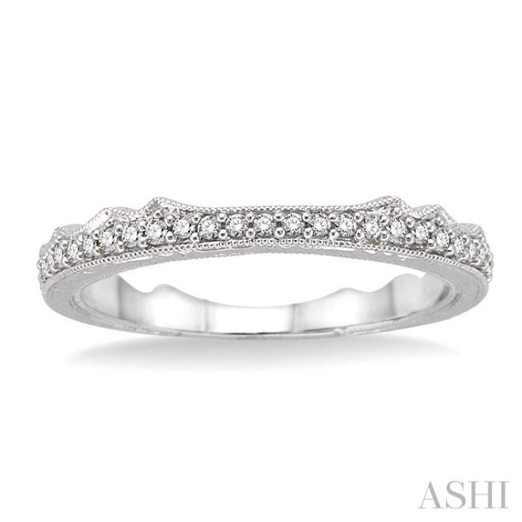 1/10 Ctw Round Cut Diamond Wedding Band in 14K White Gold