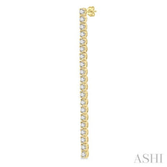1 Ctw Single Line Drop Round Cut Diamond Tennis Earring in 14K Yellow Gold