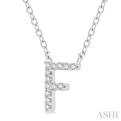 1/20 Ctw Initial 'F' Round Cut Diamond Pendant With Chain in 10K White Gold
