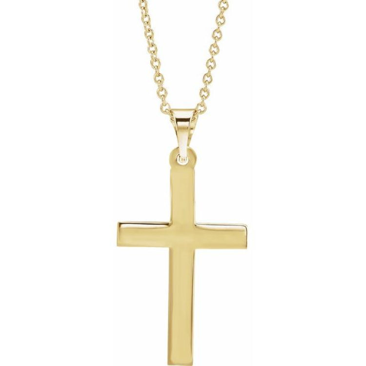 14K Yellow Gold Cross 18" Necklace