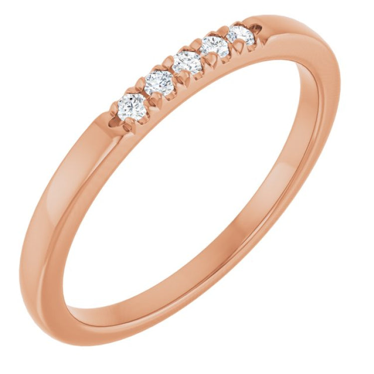 10K Rose Gold .07 CTW Natural Diamond French-Set Anniversary Band