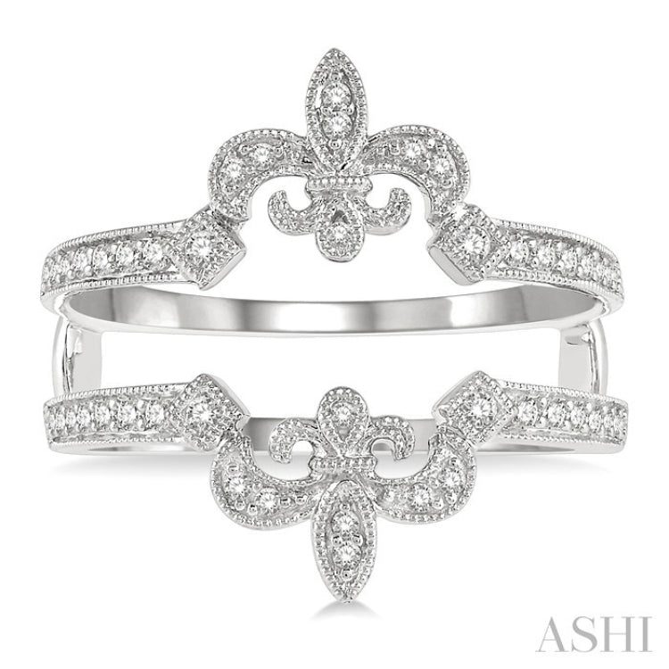 1/4 Ctw Fleur De Lis Round Cut Diamond Insert Ring in 14K White Gold