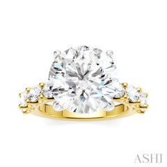 1 1/3 Ctw Round Shape Oval and Round Cut Diamond Semi-Mount Engagement Ring in 14K Yellow and White Gold