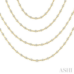 5 1/2 Ctw Bezel Set Round Cut Diamond Layered 60-Inch Necklace in 14K Yellow Gold