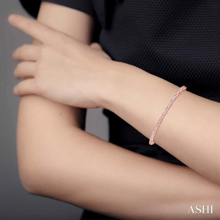 1/2 Ctw Box Link Round Cut Stackable Diamond Bangle in 14K Rose Gold