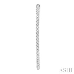 2 Ctw Inside & Outside Round Cut Diamond Hoop Earrings in 14K White Gold