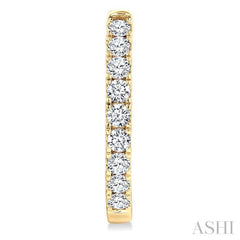 1 Ctw Round Cut Diamond Fashion Hoop Earrings in 14K Yellow Gold