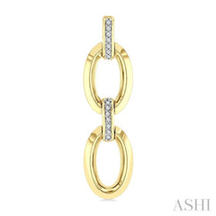 1/10 Ctw Bold Oval Link Round Cut Diamond Fashion Earring in Yellow Gold Vermeil
