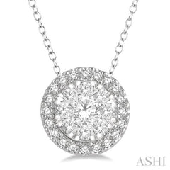 1/3 Ctw Lovebright Round Cut Diamond Pendant With Chain in 14K White Gold