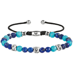 BUL STEEL LAPIS TURQ BEAD ADJ BOLO BRC