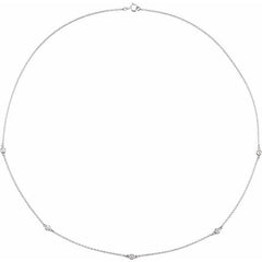 14K White Gold 3/4 CTW Natural Diamond 5-Station 18" Necklace