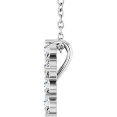 Sterling Silver 1/4 CTW Natural Diamond Cross 16-18" Necklace