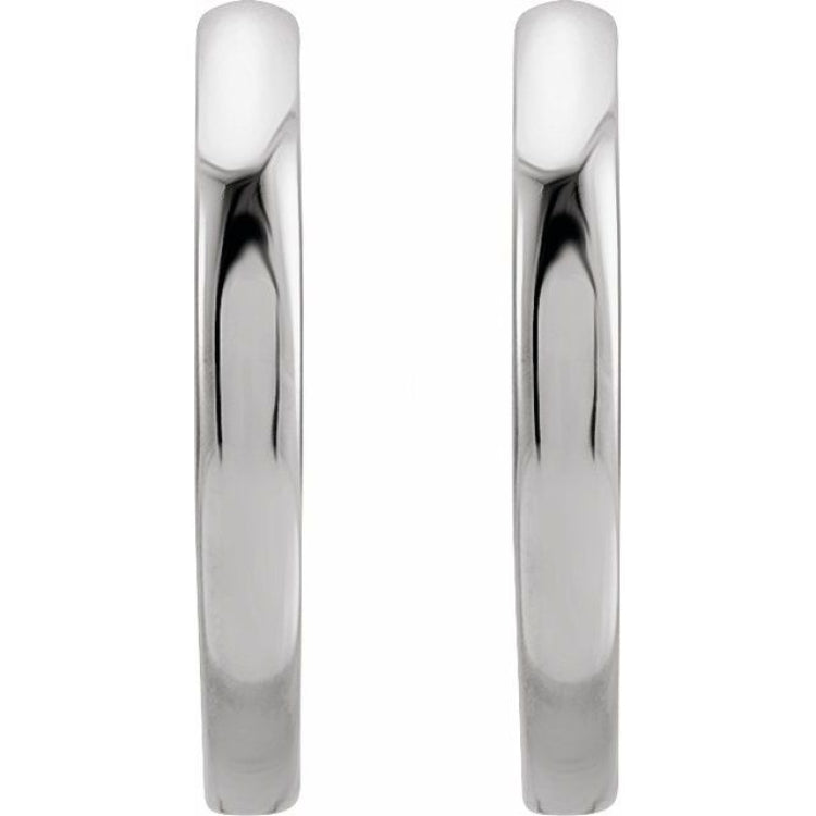 14K White Gold Hinged 15 mm Hoop Earrings